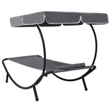Outdoor Lounge Bed with Canopy & Pillow Grey