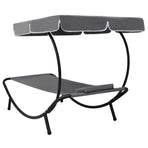 Outdoor Lounge Bed with Canopy & Pillow Grey