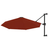 Wall-Mounted Garden Parasol with Metal Pole 300 cm Terracotta - Front View