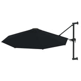 Wall-Mounted Garden Parasol with Metal Pole 300 cm Black - Front View