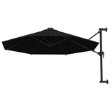 Wall-Mounted Garden Parasol with Metal Pole 300 cm Black - Side View