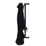 Wall-Mounted Garden Parasol with Metal Pole 300 cm Black - 45-Degree Angle