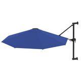 Wall-Mounted Garden Parasol with Metal Pole 300 cm Blue - Front View