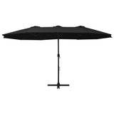 Garden Parasol with Aluminium Pole 460x270 cm Black - Front View