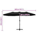 Garden Parasol with Aluminium Pole 460x270 cm Black
