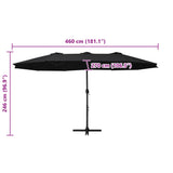 Garden Parasol with Aluminium Pole 460x270 cm Black - Extra Image
