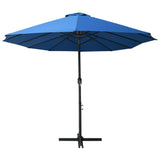 Garden Parasol with Aluminium Pole 460x270 cm Blue - Side View