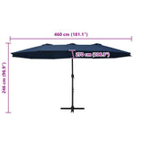 Garden Parasol with Aluminium Pole 460x270 cm Blue