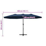 Garden Parasol with Aluminium Pole 460x270 cm Blue - Extra Image