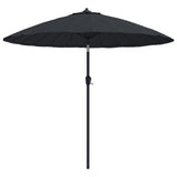 Garden Parasol with Aluminium Pole 270 cm Black - Front View