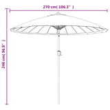 Garden Parasol with Aluminium Pole 270 cm Black - Low Angle