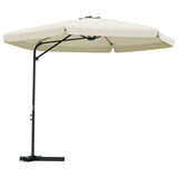 Garden Parasol with Steel Pole 300 cm Sand White - Front View