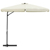 Garden Parasol with Steel Pole 300 cm Sand White - Side View