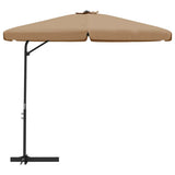 Garden Parasol with Steel Pole 300 cm Taupe - Side View