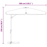 Garden Parasol with Steel Pole 300 cm Taupe - Low Angle
