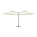 Double Parasol with Steel Pole 250x250 cm Sand White - Front View