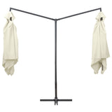 Double Parasol with Steel Pole 250x250 cm Sand White - Side View