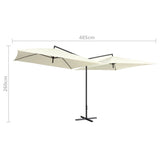 Double Parasol with Steel Pole 250x250 cm Sand White - 45-Degree Angle