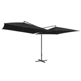 Double Parasol with Steel Pole 250x250 cm Black - Front View