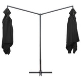 Double Parasol with Steel Pole 250x250 cm Black - Side View