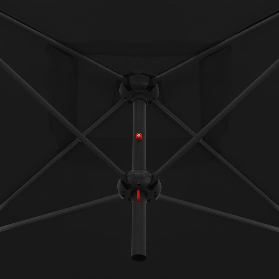Double Parasol with Steel Pole 250x250 cm Black