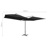 Double Parasol with Steel Pole 250x250 cm Black - Rear View