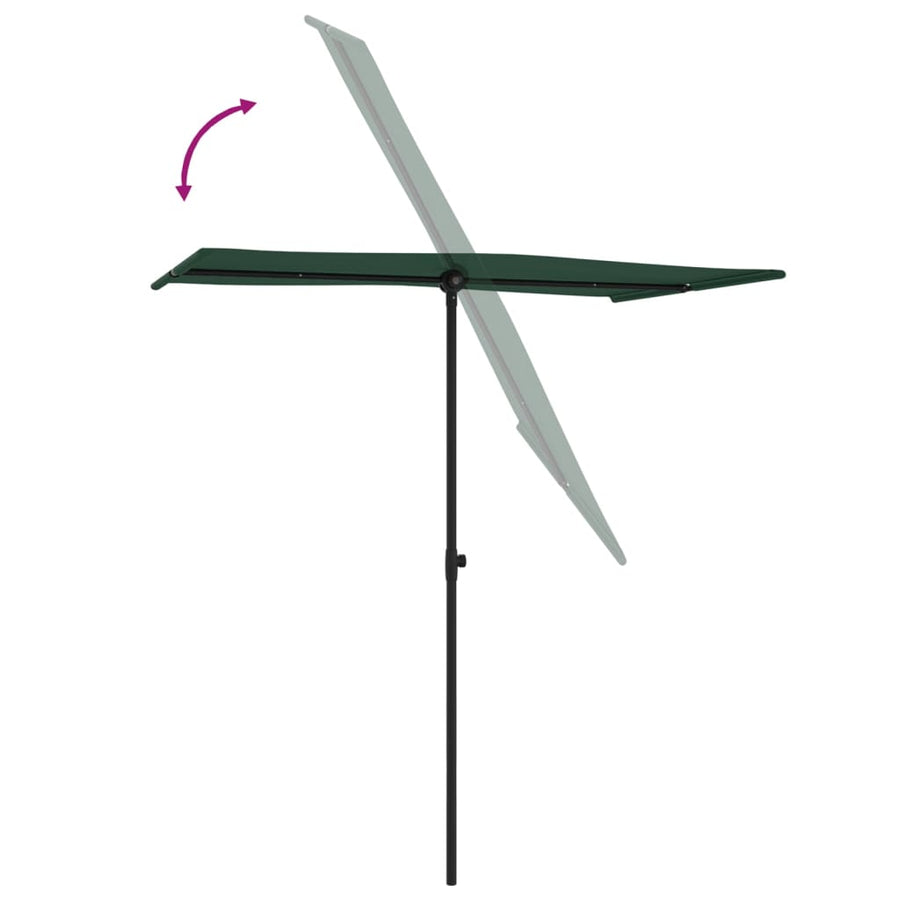 Garden Parasol with Aluminium Pole 180x110 cm Green