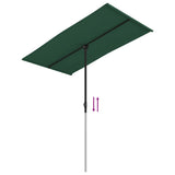 Garden Parasol with Aluminium Pole 180x110 cm Green - Close-Up Angle