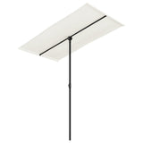 Garden Parasol with Aluminium Pole 180x110 cm Sand White - Front View