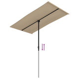Garden Parasol with Aluminium Pole 180x110 cm Taupe - Close-Up Angle