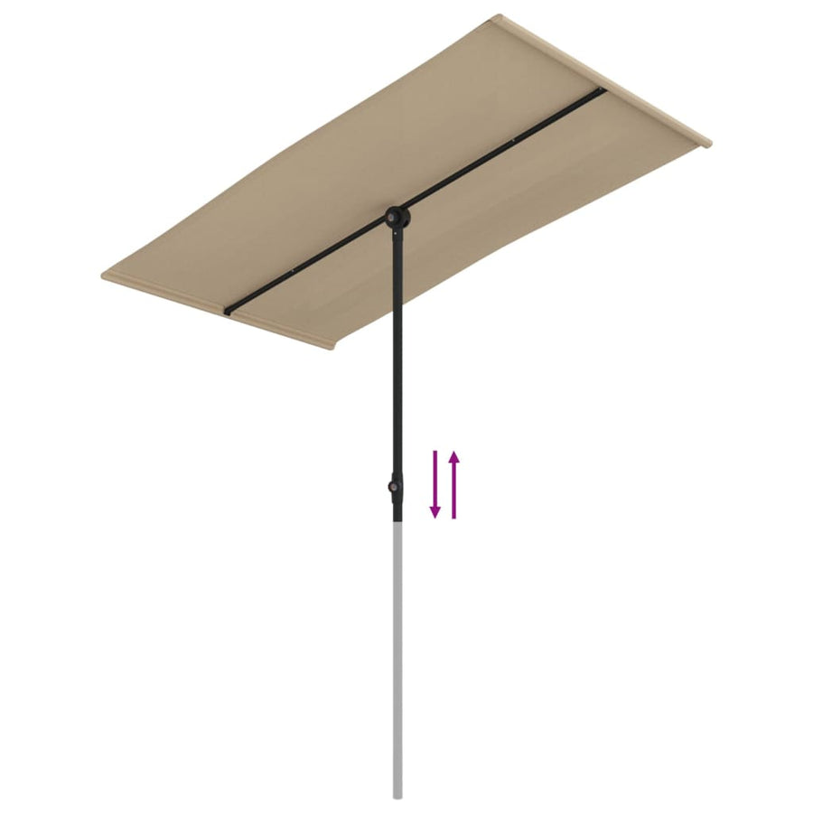 Garden Parasol with Aluminium Pole 180x110 cm Taupe