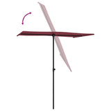 Garden Parasol with Aluminium Pole 180x110 cm Bordeaux Red - Rear View