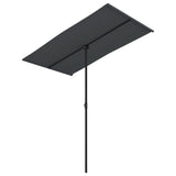 Garden Parasol with Aluminium Pole 180x110 cm Black - Front View