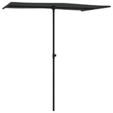 Garden Parasol with Aluminium Pole 180x110 cm Black - Side View