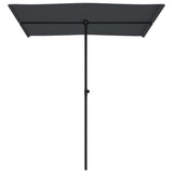 Garden Parasol with Aluminium Pole 180x110 cm Black - Top-Down View