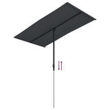 Garden Parasol with Aluminium Pole 180x110 cm Black - Close-Up Angle