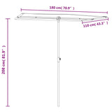 Garden Parasol with Aluminium Pole 180x110 cm Black - Extra Image