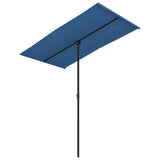 Garden Parasol with Aluminium Pole 180x110 cm Azure Blue - Front View