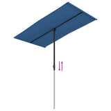 Garden Parasol with Aluminium Pole 180x110 cm Azure Blue - Close-Up Angle