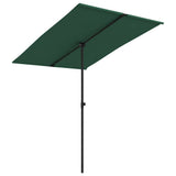 Garden Parasol with Aluminium Pole 2x1.5 m Green - Front View