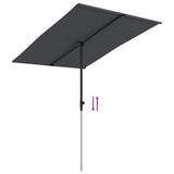Garden Parasol with Aluminium Pole 2x1.5 m Anthracite - Close-Up Angle