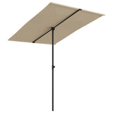 Garden Parasol with Aluminium Pole 2x1.5 m Taupe - Front View