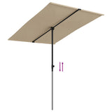 Garden Parasol with Aluminium Pole 2x1.5 m Taupe - Close-Up Angle