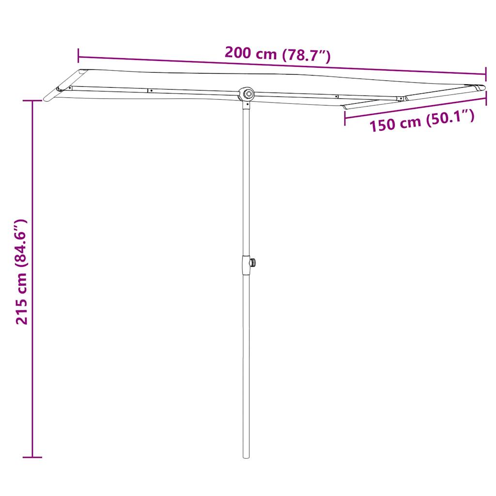 Garden Parasol with Aluminium Pole 2x1.5 m Bordeaux Red