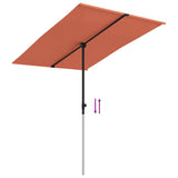 Garden Parasol with Aluminium Pole 2x1.5 m Terracotta - Close-Up Angle