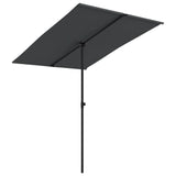 Garden Parasol with Aluminium Pole 2x1.5 m Black - Front View