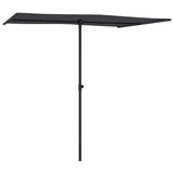 Garden Parasol with Aluminium Pole 2x1.5 m Black - Side View