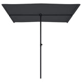 Garden Parasol with Aluminium Pole 2x1.5 m Black - Top-Down View