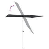 Garden Parasol with Aluminium Pole 2x1.5 m Black - Rear View