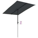 Garden Parasol with Aluminium Pole 2x1.5 m Black - Close-Up Angle